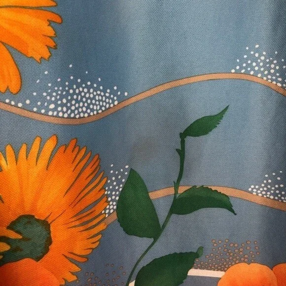 Vintage Maxi Dress Womens XS Blue Orange Floral 100 Parkhouse Dallas Cape Sleeve - Picture 10 of 10